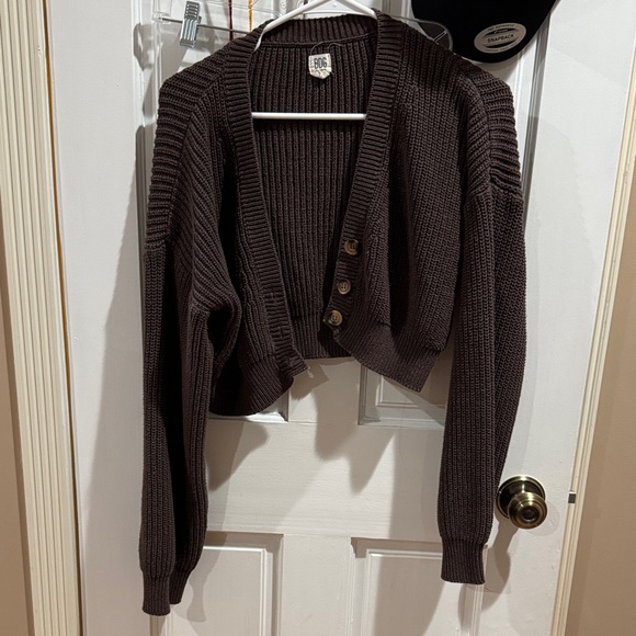 BDG Dark Brown Button-Up Cardigan - Picture 1 of 3